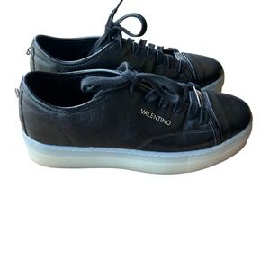 Valentino Dalia Platform Black Leather Designer Sneaker Trainer Womens Size‎ 9